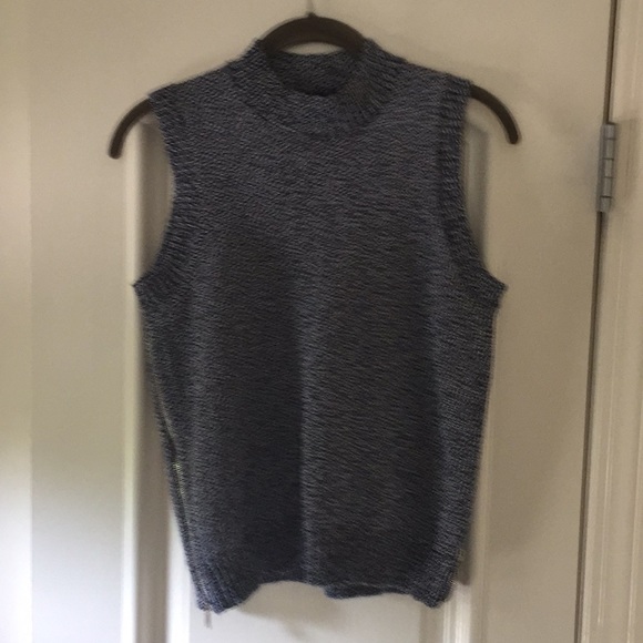 🎉Host Pick✨🎉 Theory Mock Neck Knit Sleeveless Sweater with Side Zippers SZ SM - Picture 1 of 8